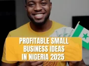 70 Small Business Ideas to Start in 2025 + Student Scholarships A creative banner displaying the phrase “Profitable Small Business Ideas” for a blog post on startup opportunities in 2025.