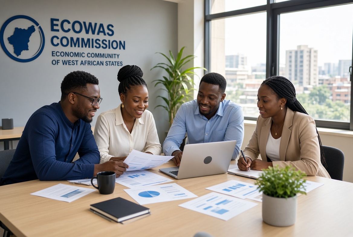 Young Nigerian graduates collaborating in an office, representing the ECOWAS Young Graduates Professional Immersion Programme 2027