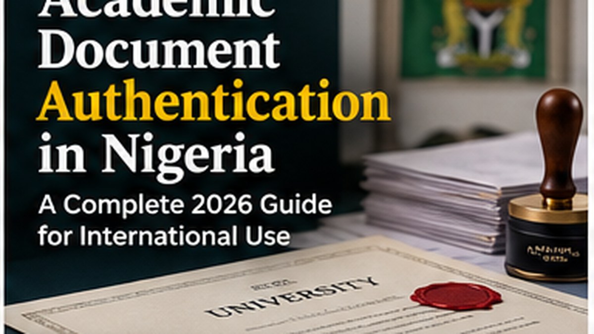 Academic document authentication in Nigeria with certified university documents and official verification stamp