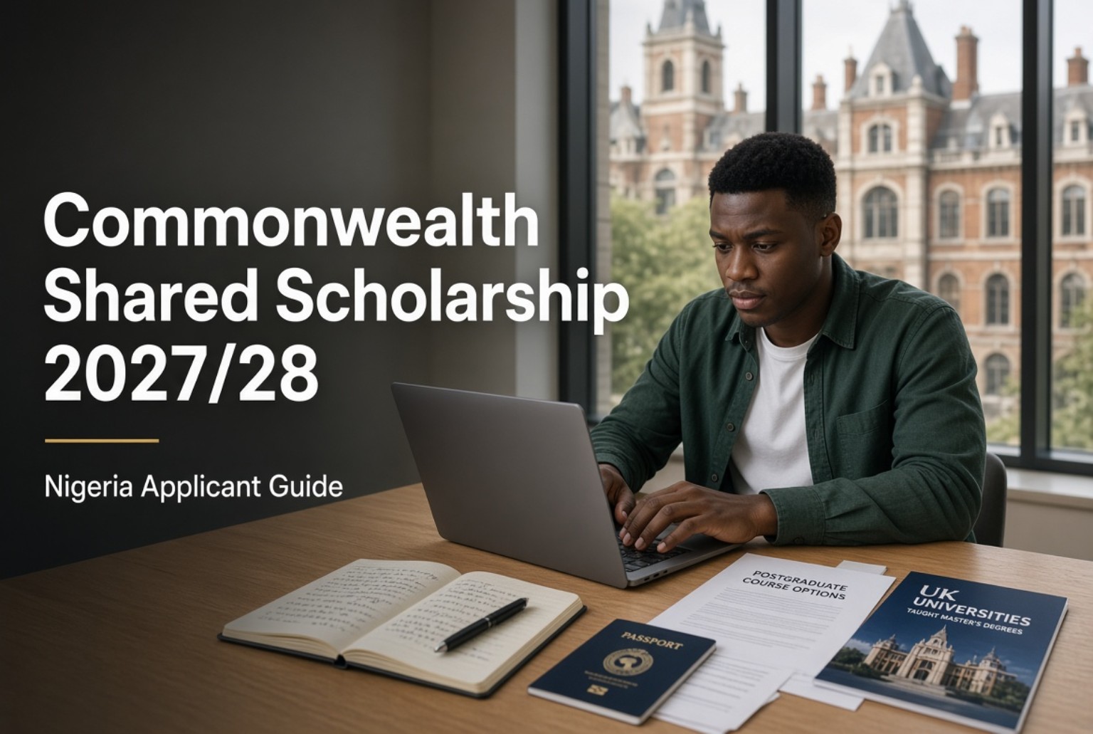 Nigerian postgraduate applicant preparing for the Commonwealth Shared Scholarship 2027/28 at a UK university