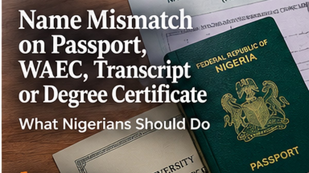 Nigerian passport, WAEC, transcript and degree certificate name mismatch guide